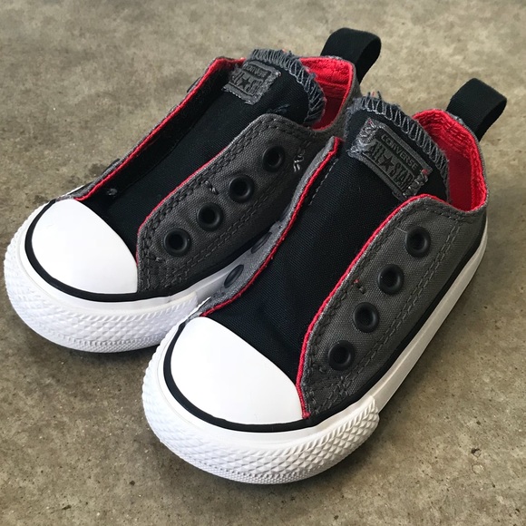 Toddler Converse Velcro Side gray black red size 5 Toddler Converse Velcro Side gray black red size 5